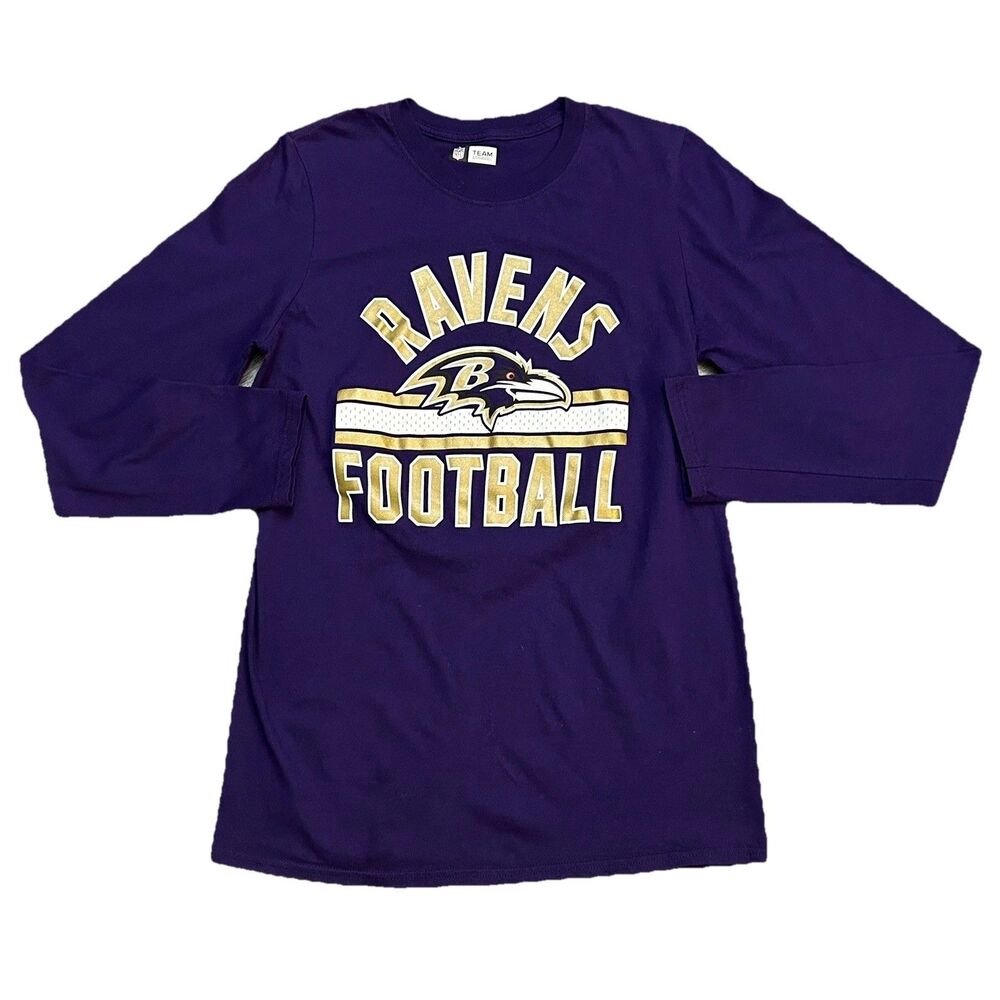 Baltimore Ravens Logo Long Sleeve Shirt NFL Team Apparel Football Purple Size S